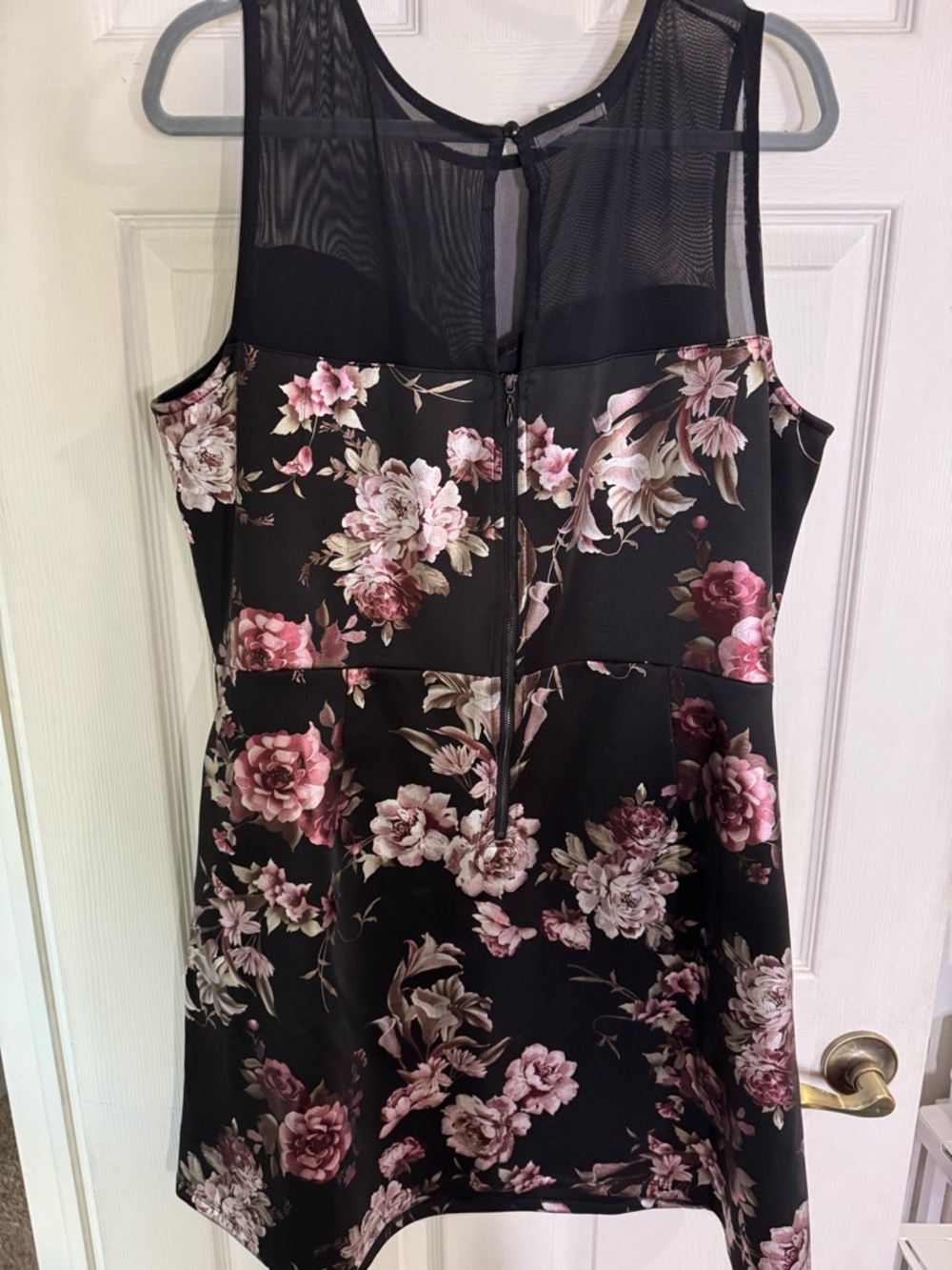 Maurices Black Sleeveless Mini Dress with Pink Floral Print